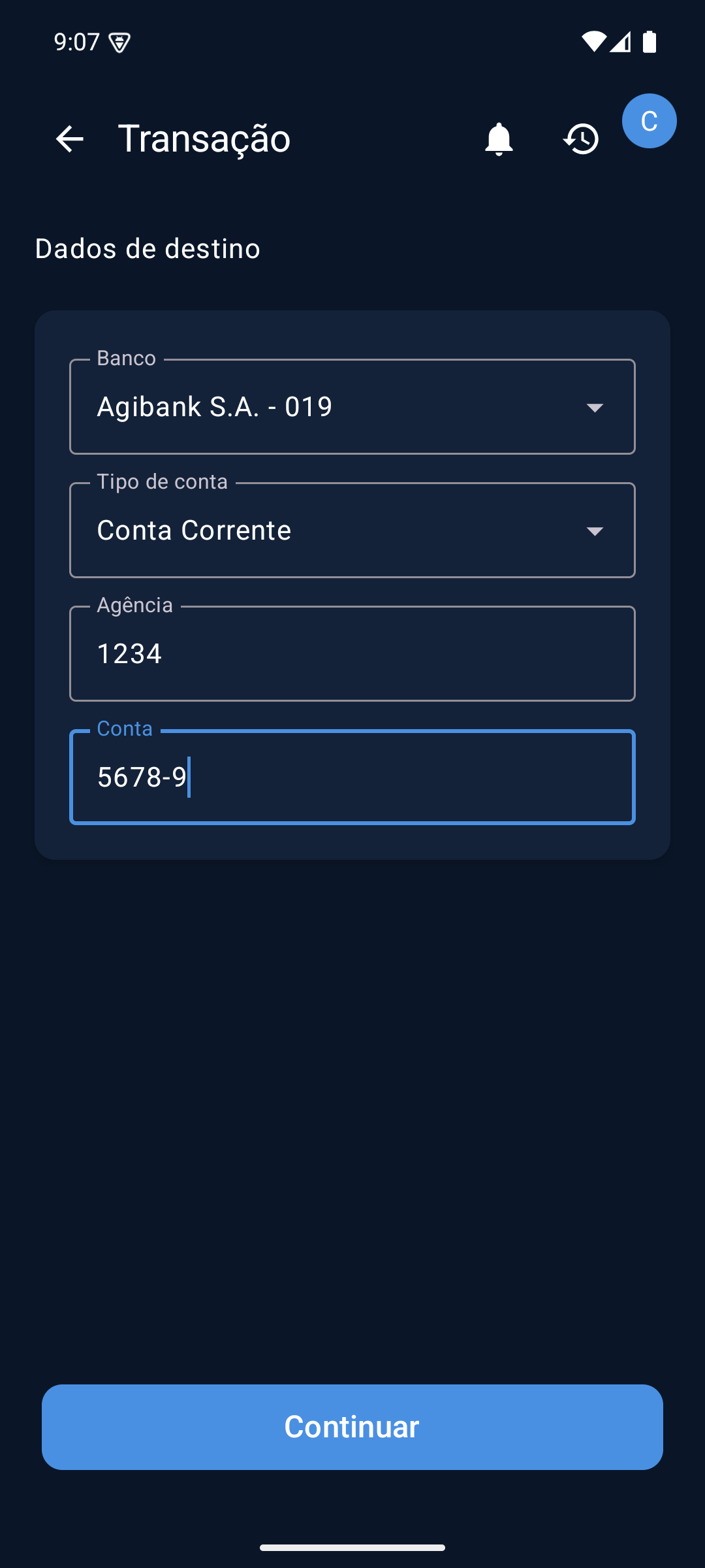Agiota Bank - Transação